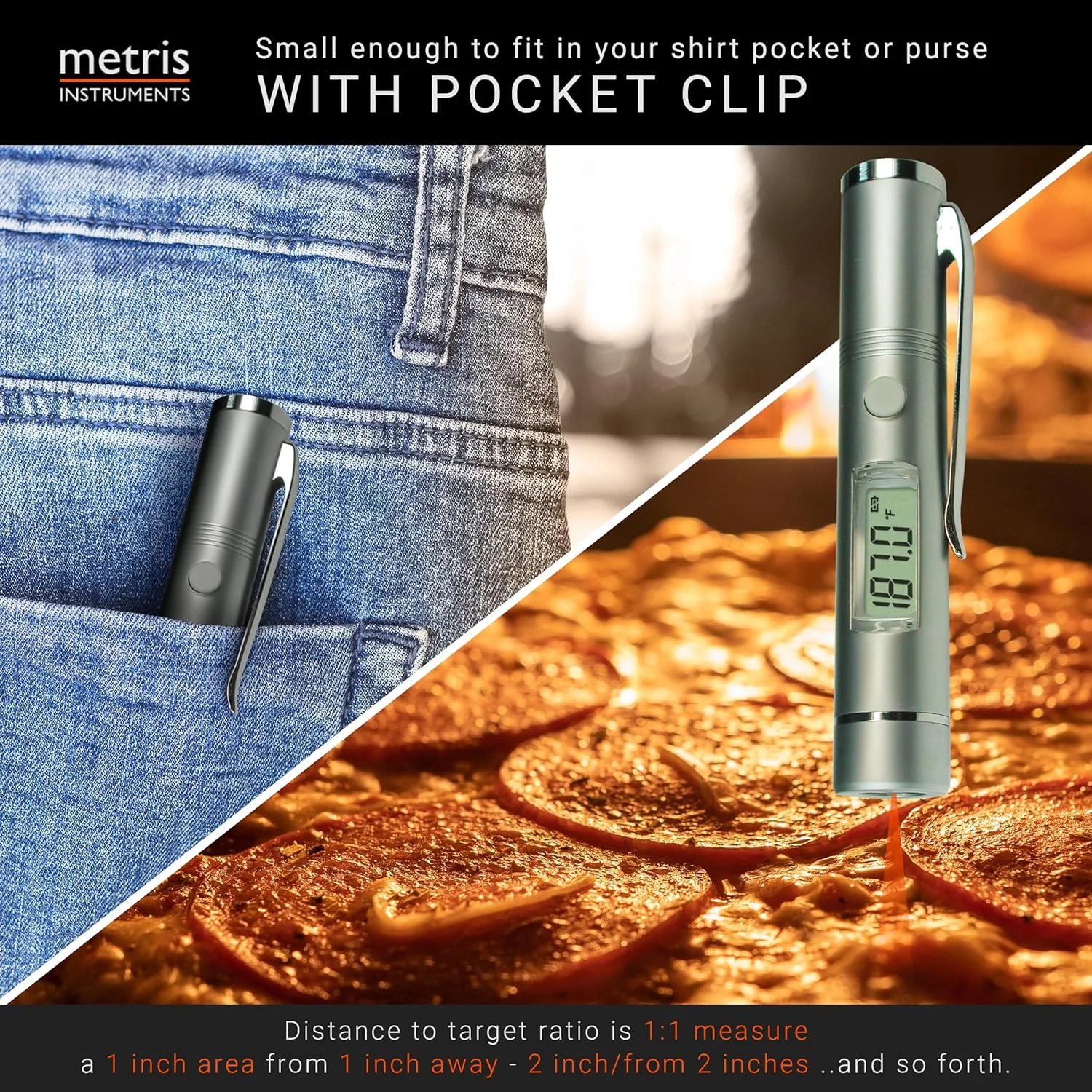 دماسنج مادون قرمز دیجیتال کوچک دارای گواهی UL4200A Reese’s Law برای خزندگان، زمین بازی، خودرو، [ -27.4° تا 428 °F ] (-33° تا 220 °C) نسبت 1:1 D:S، مدل TN002PC بدون لیزر