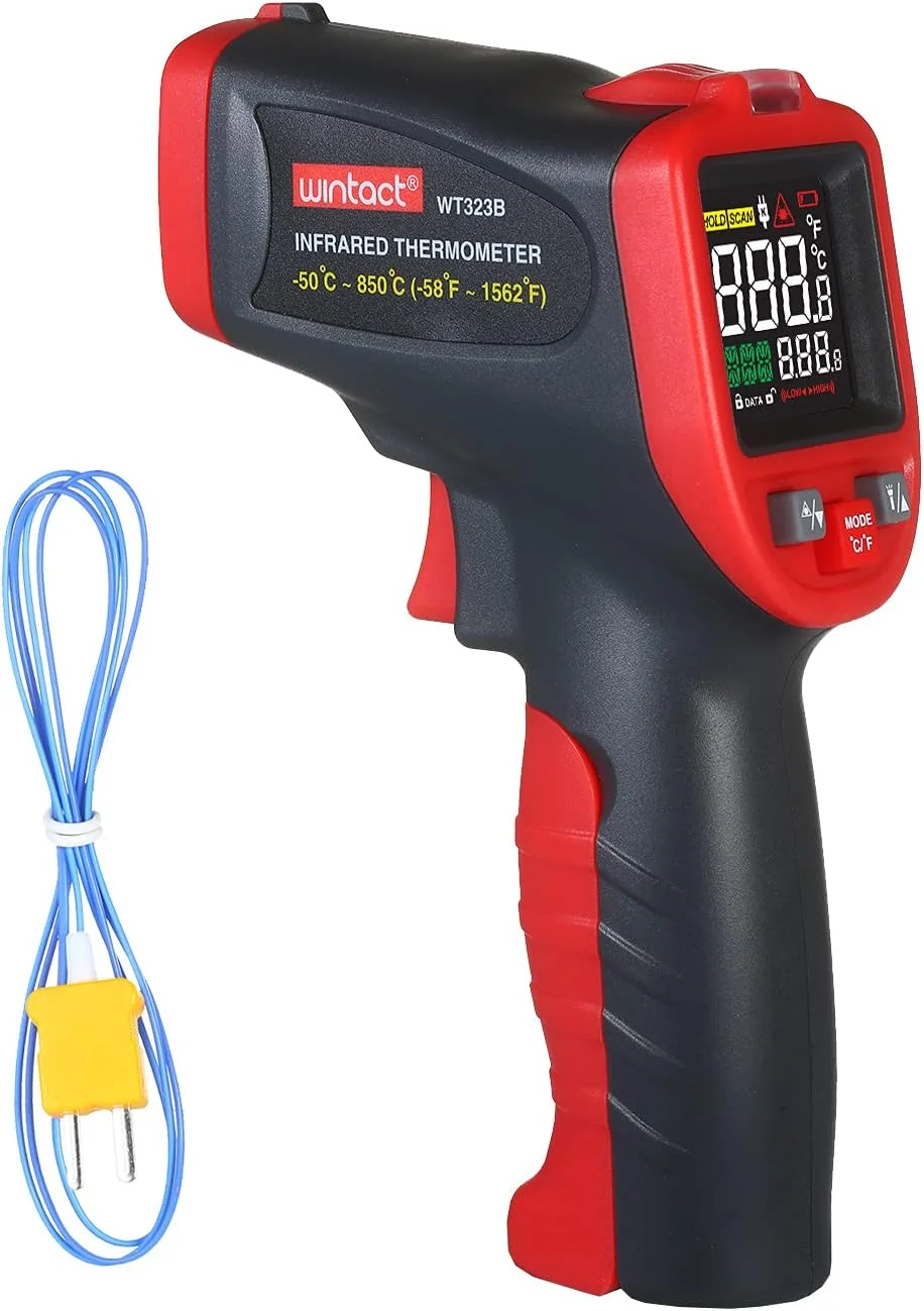 ترمومتر مادون قرمز Morelian -50℃～850℃ ترمومتر صنعتی حرفه ای با ترموکوپل نوع K ترمومتر لیزری دیجیتال دستی غیر تماسی تستر دما