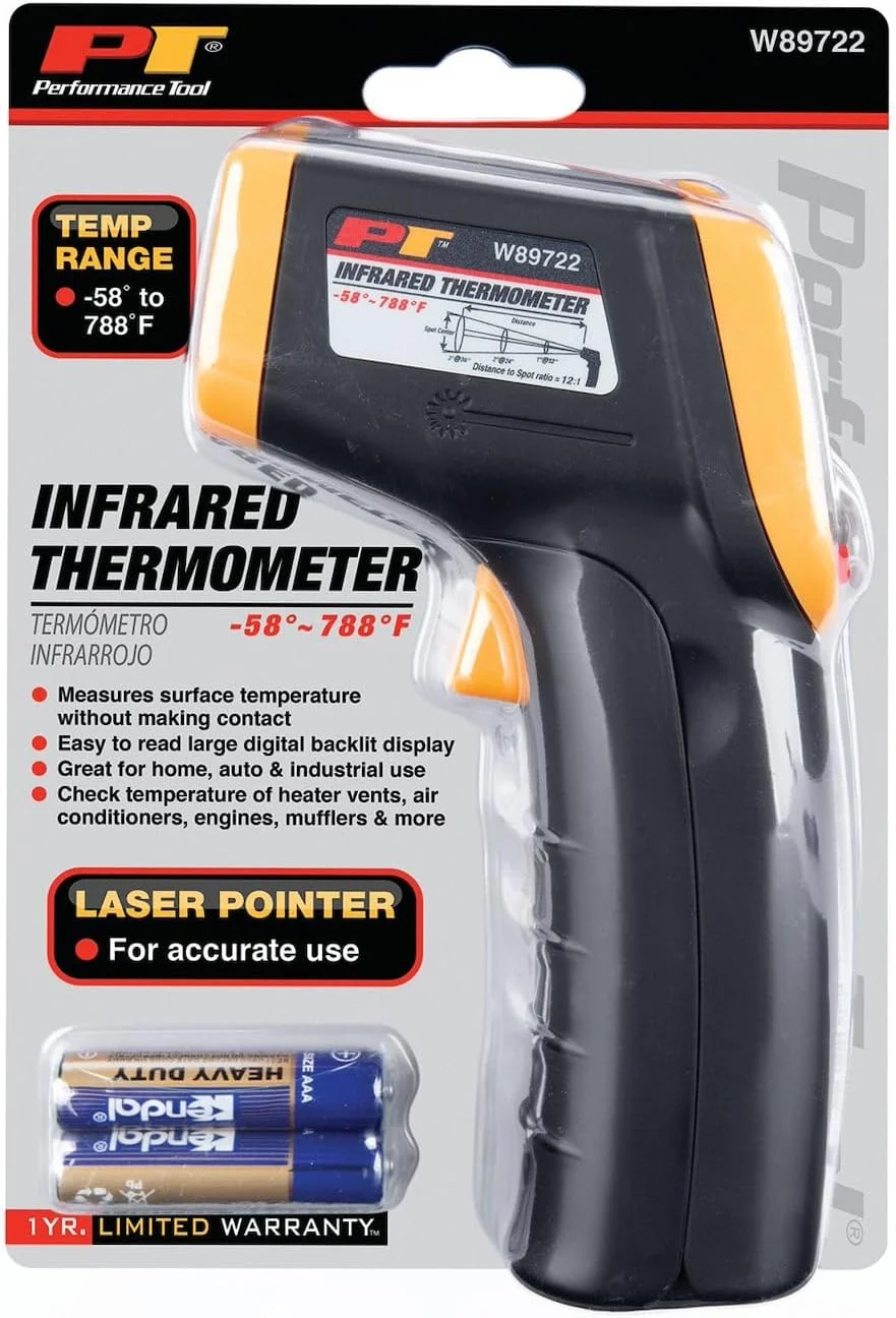دماسنج مادون قرمز لیزری دیجیتال غیر تماسی پرفورمنس تول W89722، نارنجی و مشکی با نسبت نقطه 12:1 دماسنج مادون قرمز لیزری دیجیتال غیر تماسی پرفورمنس تول W89722، نارنجی و مشکی با نسبت نقطه 12:1