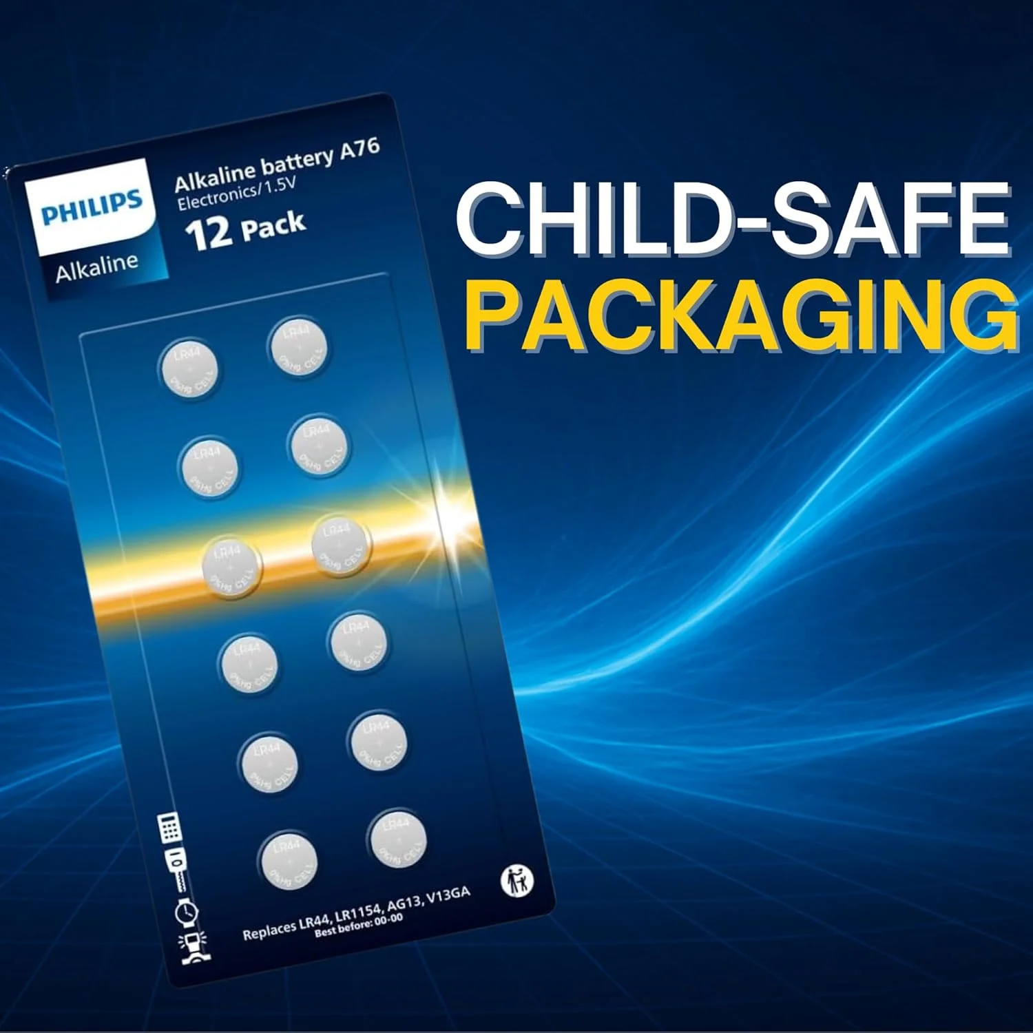 باتری های دکمه ای فیلیپس LR44 بسته 12 عددی، جایگزین AG13 A76 l1154f 357 303 SR44 AG13 LR41 - باتری دکمه ای آلکالاین 1.5 ولت، ایده آل برای دماسنج، لیزر، ساعت، تجهیزات پزشکی. باتری های دکمه ای فیلیپس LR44 بسته 12 عددی، جایگزین AG13 A76 l1154f 357 303 SR44 AG13 LR41 - باتری دکمه ای آلکالاین 1.5 ولت، ایده آل برای دماسنج، لیزر، ساعت، تجهیزات پزشکی.