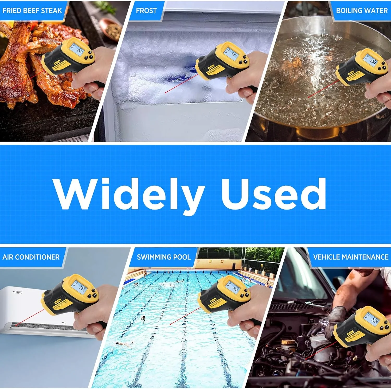 دماسنج لیزری مادون قرمز -50 تا 600 درجه سانتیگراد با قابلیت تنظیم ضریب تابش، حداکثر و حداقل اندازه گیری، دماسنج دیجیتال مادون قرمز لیزری، ابزار اندازه گیری دمای سطح برای پخت و پز. دماسنج لیزری مادون قرمز -50 تا 600 درجه سانتیگراد با قابلیت تنظیم ضریب تابش، حداکثر و حداقل اندازه گیری، دماسنج دیجیتال مادون قرمز لیزری، ابزار اندازه گیری دمای سطح برای پخت و پز.