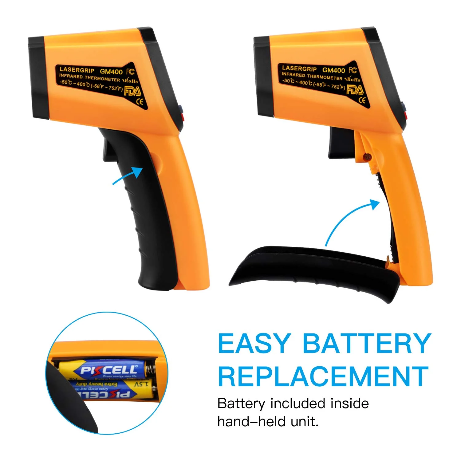 دماسنج مادون قرمز PAPOGO، دماسنج لیزری دیجیتال غیر تماسی -50 درجه سانتیگراد تا 400 درجه سانتیگراد با صفحه نمایش LCD دماسنج مادون قرمز PAPOGO، دماسنج لیزری دیجیتال غیر تماسی -50 درجه سانتیگراد تا 400 درجه سانتیگراد با صفحه نمایش LCD