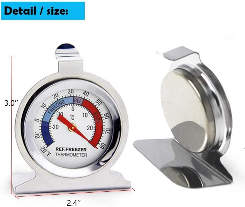 ECVV بسته 6 عددی دماسنج یخچال و فریزر استیل با صفحه بزرگ، دماسنج آلارم دار یخچال و فریزر، اندازه گیری دمای داخلی، مناسب برای خانه، آشپزخانه، رستوران ها - نقره ای ECVV بسته 6 عددی دماسنج یخچال و فریزر استیل با صفحه بزرگ، دماسنج آلارم دار یخچال و فریزر، اندازه گیری دمای داخلی، مناسب برای خانه، آشپزخانه، رستوران ها - نقره ای