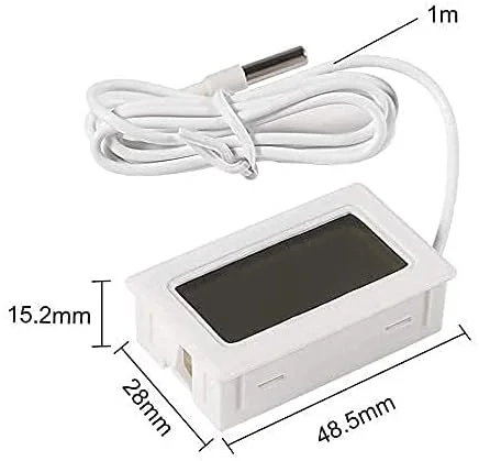 دماسنج دیجیتال LCD با سنسور و پروب برای یخچال (سفید، 1 متر، بدون باتری) دماسنج دیجیتال LCD با سنسور و پروب برای یخچال (سفید، 1 متر، بدون باتری)