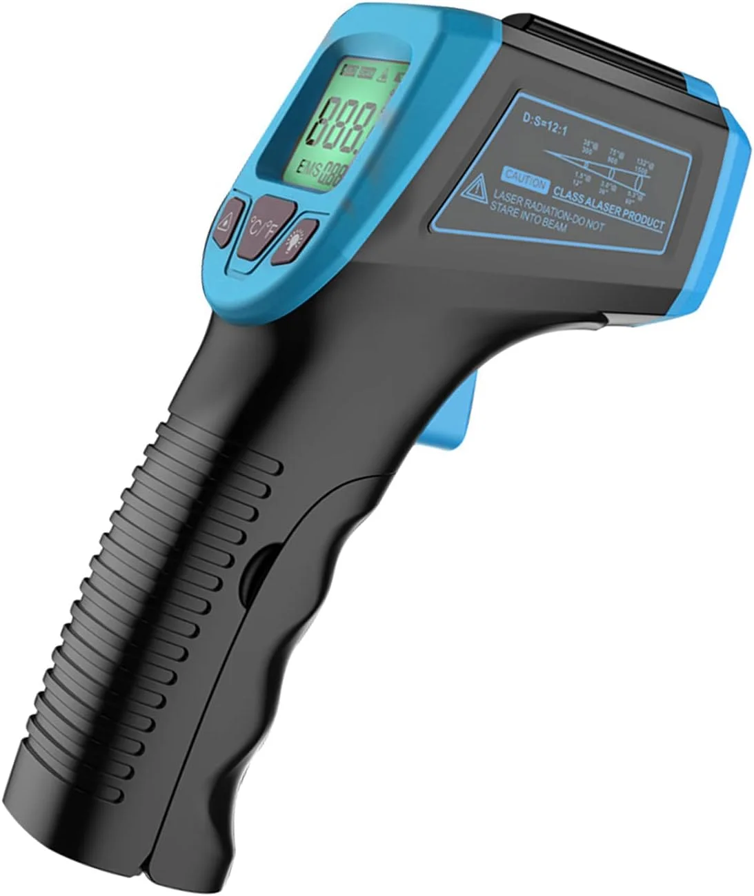 دماسنج لیزری دیجیتال غیر تماسی، محدوده دمایی -50 تا 600 درجه سانتیگراد با نمایشگر LCD، آبی
