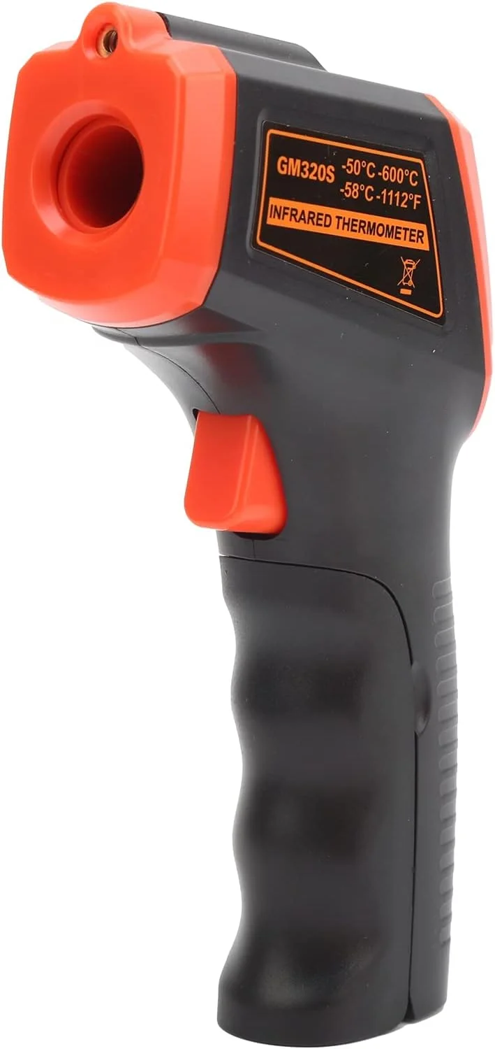 تفنگ اندازه گیری دما، دماسنج مادون قرمز، دماسنج صنعتی، با صفحه نمایش ال سی دی مدل GM320S برای لوله های آب گرم و سطح قطعات موتور (قرمز)، دماسنج های مادون قرمز و لیزری