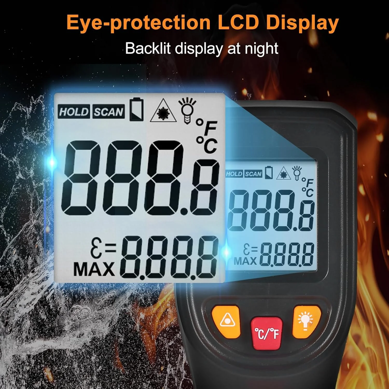 دماسنج مادون قرمز غیر تماسی دیجیتال -50 درجه سانتیگراد تا 600 درجه سانتیگراد (-58 درجه فارنهایت تا 1112 درجه فارنهایت) با عملکرد ضریب تشعشع دماسنج IR برای مصارف صنعتی، آشپزی، خودرو، نه برای دمای بدن انسان دماسنج مادون قرمز غیر تماسی دیجیتال -50 درجه سانتیگراد تا 600 درجه سانتیگراد (-58 درجه فارنهایت تا 1112 درجه فارنهایت) با عملکرد ضریب تشعشع دماسنج IR برای مصارف صنعتی، آشپزی، خودرو، نه برای دمای بدن انسان