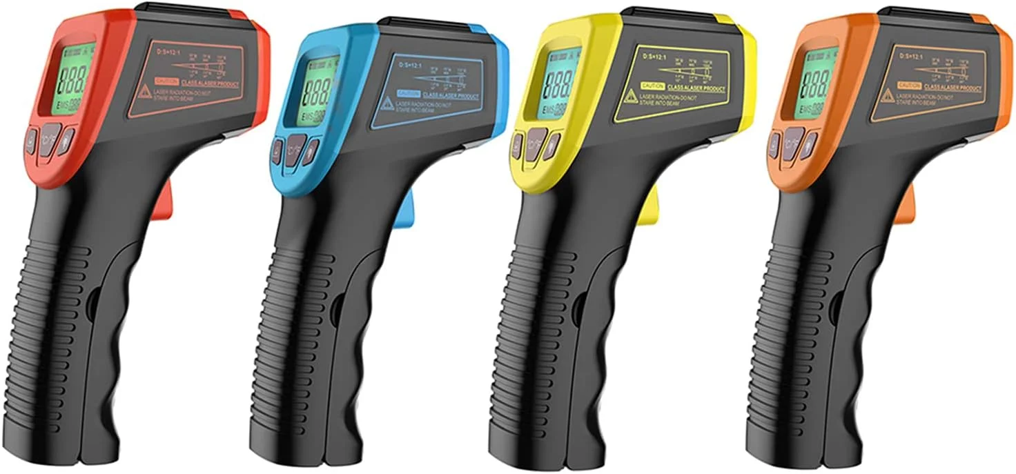 دماسنج لیزری دیجیتال غیر تماسی، محدوده دمایی -50 تا 600 درجه سانتیگراد با نمایشگر LCD، آبی