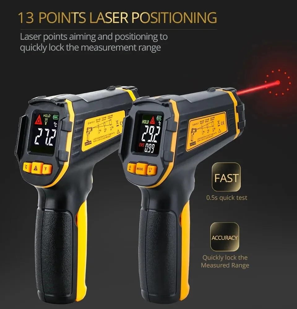 دماسنج مادون قرمز دیجیتال سلکتک، لیزری، غیر تماسی، پیرومتر، تصویرگر، رطوبت سنج، ترمومتر IR، صفحه نمایش LCD رنگی، هشدار نور دماسنج مادون قرمز دیجیتال سلکتک، لیزری، غیر تماسی، پیرومتر، تصویرگر، رطوبت سنج، ترمومتر IR، صفحه نمایش LCD رنگی، هشدار نور