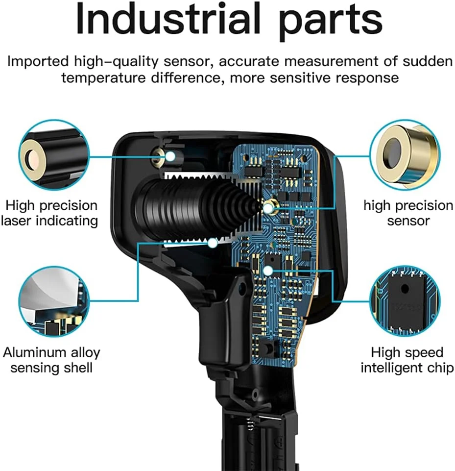 دماسنج صنعتی یونی تی، دماسنج دیجیتال LCD غیر تماسی دستی -50 تا 400 درجه سانتیگراد، پیرومتر تستر دمای مادون قرمز صنعتی با قابلیت تنظیم ضریب تشعشع