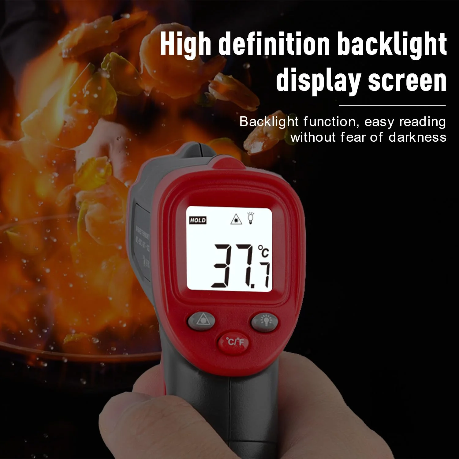 تفنگ دماسنج مادون قرمز، دماسنج لیزری غیر تماسی -50℃ تا 400℃، دماسنج تفنگی با قابلیت تنظیم ضریب انتشار، تفنگ اندازه گیری دما برای پخت و پز، باربیکیو، فر پیتزا تفنگ دماسنج مادون قرمز، دماسنج لیزری غیر تماسی -50℃ تا 400℃، دماسنج تفنگی با قابلیت تنظیم ضریب انتشار، تفنگ اندازه گیری دما برای پخت و پز، باربیکیو، فر پیتزا