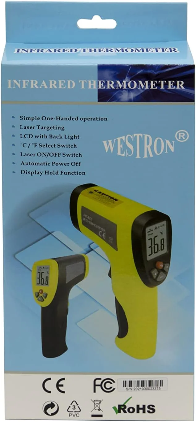 دماسنج مادون قرمز وسترون 1080، تفنگ دمای حرارت برای پخت و پز، ابزار لیزری IR سطحی برای فر پیتزا، گوشت، تابه، گریل، HVAC، موتور، لوازم جانبی، -50 درجه سانتیگراد تا 550 درجه سانتیگراد، زرد دماسنج مادون قرمز وسترون 1080، تفنگ دمای حرارت برای پخت و پز، ابزار لیزری IR سطحی برای فر پیتزا، گوشت، تابه، گریل، HVAC، موتور، لوازم جانبی، -50 درجه سانتیگراد تا 550 درجه سانتیگراد، زرد