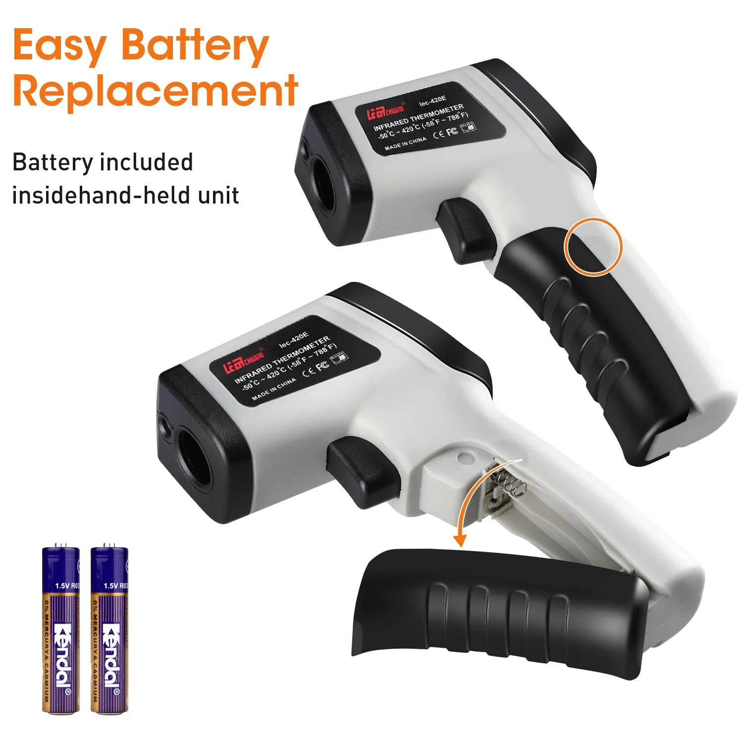 دماسنج لیزری مادون قرمز دیجیتال XRCLIF با قابلیت تنظیم ضریب تشعشع -50°C ~ 420°C، دماسنج لیزری غیر تماسی آشپزخانه برای تهیه صابون، آبنبات، فر، کباب پز خاکستری (خاکستری) دماسنج لیزری مادون قرمز دیجیتال XRCLIF با قابلیت تنظیم ضریب تشعشع -50°C ~ 420°C، دماسنج لیزری غیر تماسی آشپزخانه برای تهیه صابون، آبنبات، فر، کباب پز خاکستری (خاکستری)