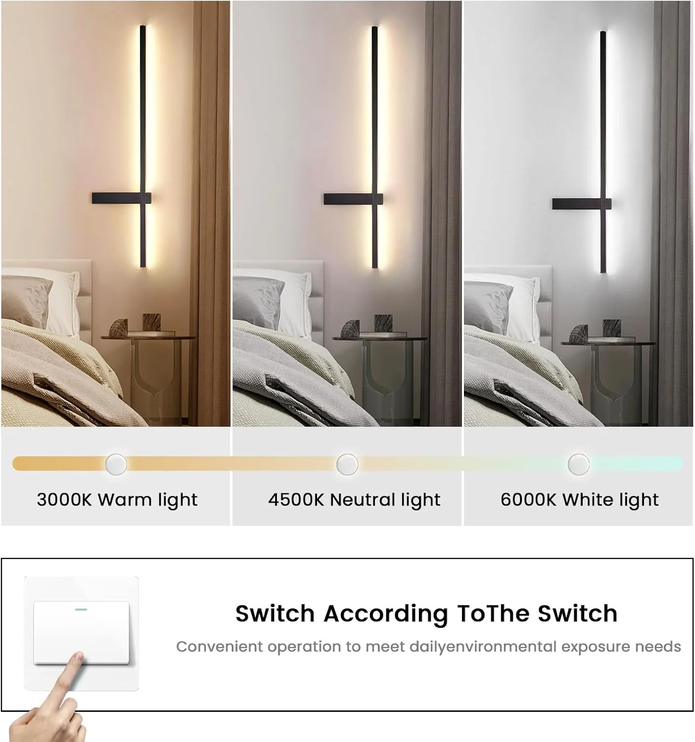 چراغ دیواری مدرن LED یاتای، مناسب اتاق خواب، اتاق غذاخوری و کنار آینه، چراغ دیواری داخلی LED با قابلیت تنظیم نور، چراغ آلومینیومی اکریلیک باریک (60 سانتی متر، 10 وات) چراغ دیواری مدرن LED یاتای، مناسب اتاق خواب، اتاق غذاخوری و کنار آینه، چراغ دیواری داخلی LED با قابلیت تنظیم نور، چراغ آلومینیومی اکریلیک باریک (60 سانتی متر، 10 وات)