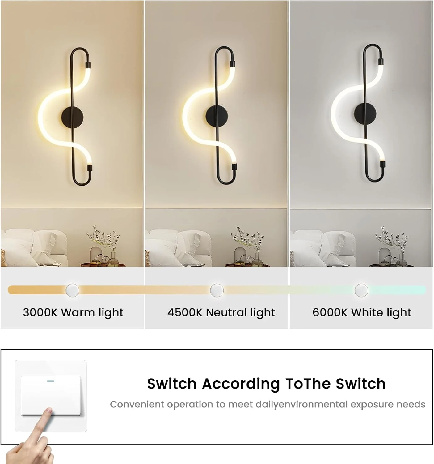 چراغ دیواری ال ای دی مدرن یاتای، چراغ دیواری مستطیلی مینیمالیستی 12 وات با کنترل سوئیچ، آباژور اکریلیک و فلزی 3000K-6000K برای اتاق خواب، راهرو، اتاق غذاخوری، کنار آینه، مشکی، 60 سانتی متر چراغ دیواری ال ای دی مدرن یاتای، چراغ دیواری مستطیلی مینیمالیستی 12 وات با کنترل سوئیچ، آباژور اکریلیک و فلزی 3000K-6000K برای اتاق خواب، راهرو، اتاق غذاخوری، کنار آینه، مشکی، 60 سانتی متر