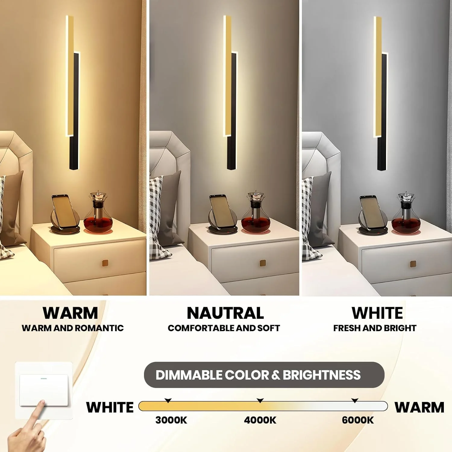 چراغ دیواری مدرن YATAI، چراغ دیواری LED باریک و بلند، چراغ دیواری داخلی، روشنایی دیواری ساده برای اتاق نشیمن، اتاق خواب، چراغ کنار تخت چراغ دیواری مدرن YATAI، چراغ دیواری LED باریک و بلند، چراغ دیواری داخلی، روشنایی دیواری ساده برای اتاق نشیمن، اتاق خواب، چراغ کنار تخت