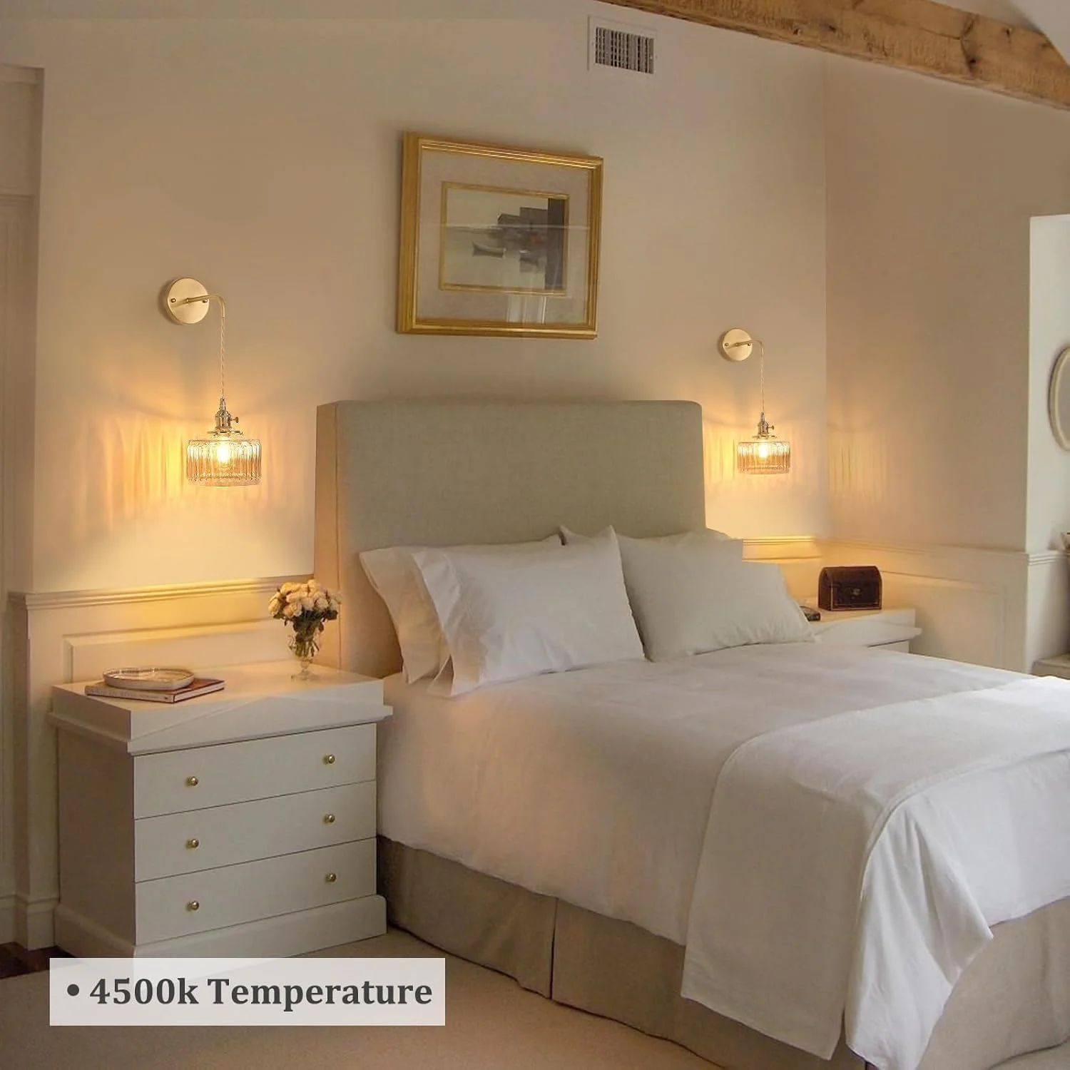 چراغ دیواری شمعدانی با حباب شیشه ای راه راه کهربایی، زنجیر قابل تنظیم، چراغ دیواری طلایی یکپارچهسازی با سیستمعامل برای اتاق خواب، راهروی داخلی، چراغ مدرن با سوئیچ چرخشی برای لامپ E27 (کهربایی، بدون لامپ)