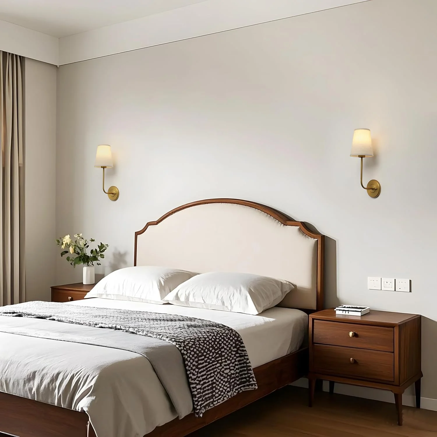 ست 2 عددی چراغ دیواری شمعدانی روستیک وینتیج Permo با سایه بان پارچه ای کتان قیفی شکل، چراغ های کنار تختی برای اتاق خواب، مطالعه کنار تخت (آنتیک) ست 2 عددی چراغ دیواری شمعدانی روستیک وینتیج Permo با سایه بان پارچه ای کتان قیفی شکل، چراغ های کنار تختی برای اتاق خواب، مطالعه کنار تخت (آنتیک)