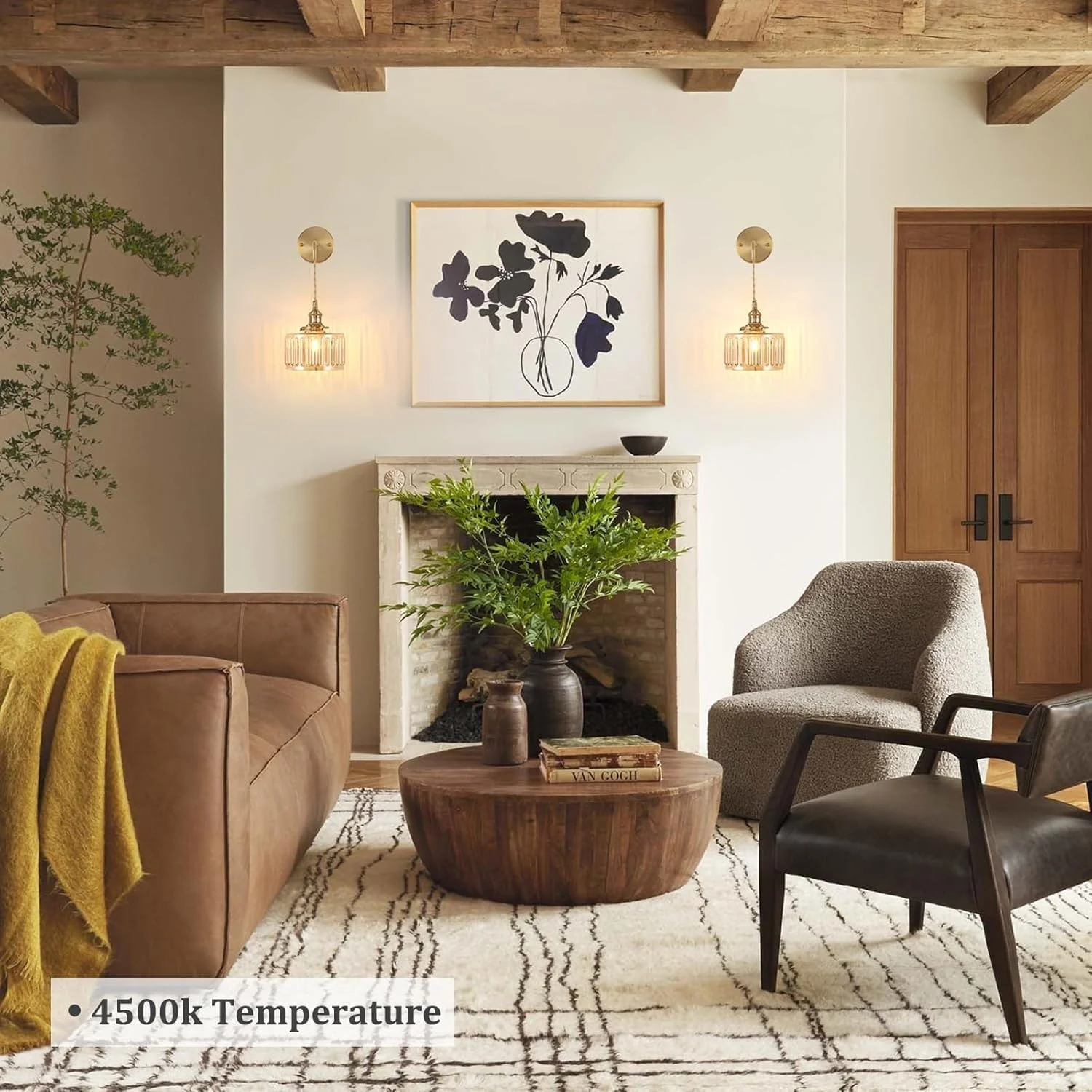 چراغ دیواری شمعدانی با حباب شیشه ای راه راه کهربایی، زنجیر قابل تنظیم، چراغ دیواری طلایی یکپارچهسازی با سیستمعامل برای اتاق خواب، راهروی داخلی، چراغ مدرن با سوئیچ چرخشی برای لامپ E27 (کهربایی، بدون لامپ)