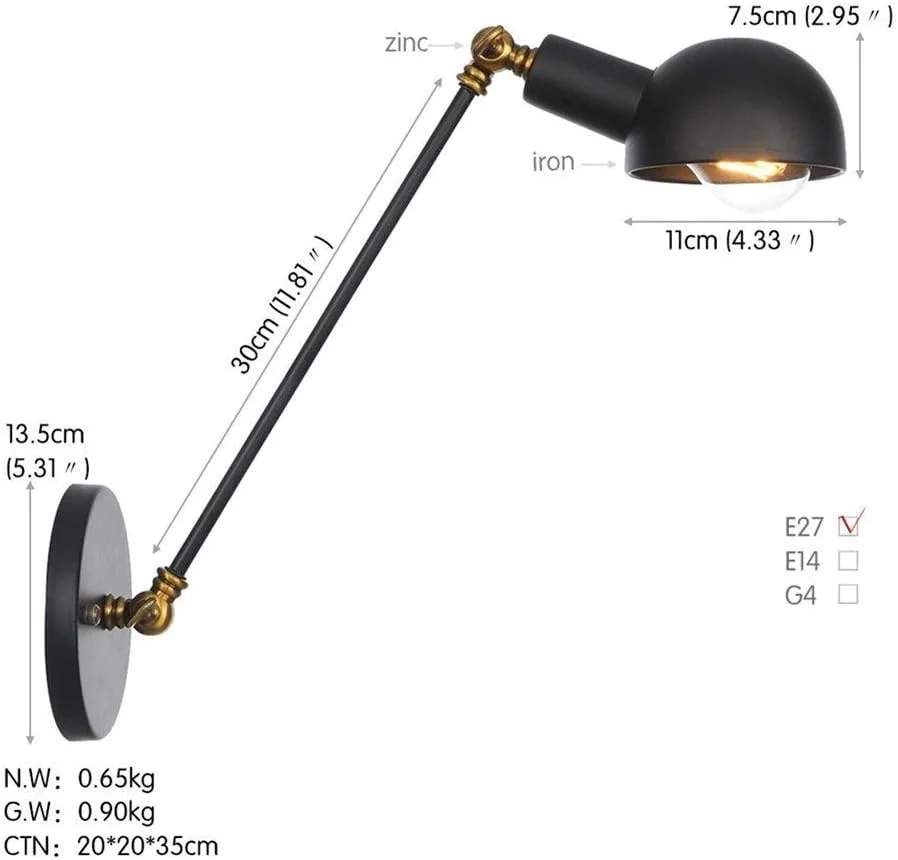 چراغ دیواری، چراغ دیوارکوب صنعتی وینتیج با بازوی چرخشی قابل تنظیم، سرپیچ فلزی E27 مناسب راه پله و دکوراسیون روشنایی داخلی چراغ دیواری، چراغ دیوارکوب صنعتی وینتیج با بازوی چرخشی قابل تنظیم، سرپیچ فلزی E27 مناسب راه پله و دکوراسیون روشنایی داخلی