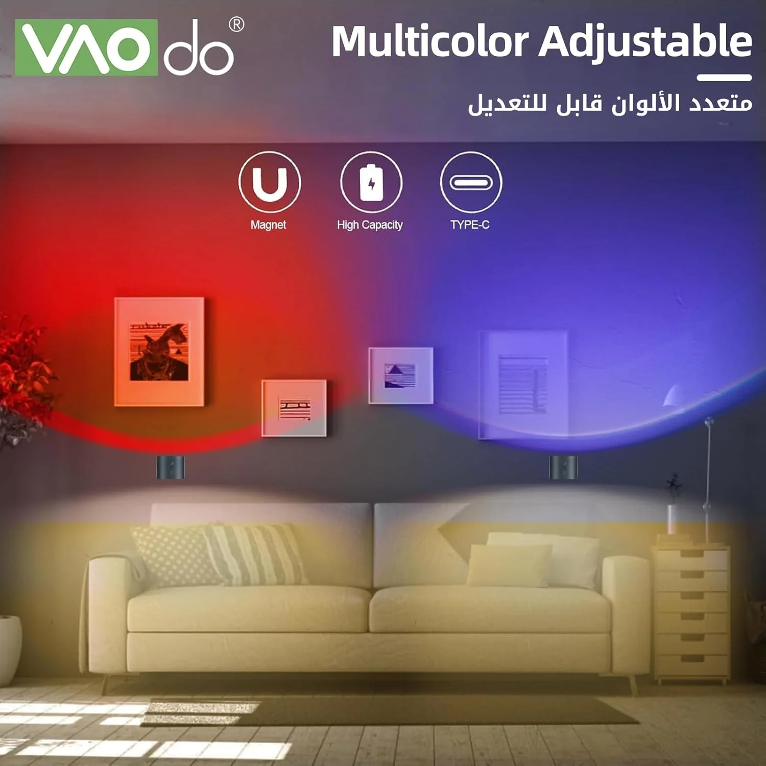 چراغ دیواری ال ای دی بالا و پایین VAODO، چراغ دیواری مغناطیسی 360 درجه RGB بدون سیم، چراغ های دیواری با کنترل از راه دور و 3 دمای رنگ، برای اتاق خواب کنار تخت مطالعه، اتاق نشیمن، اتاق مطالعه، مشکی چراغ دیواری ال ای دی بالا و پایین VAODO، چراغ دیواری مغناطیسی 360 درجه RGB بدون سیم، چراغ های دیواری با کنترل از راه دور و 3 دمای رنگ، برای اتاق خواب کنار تخت مطالعه، اتاق نشیمن، اتاق مطالعه، مشکی