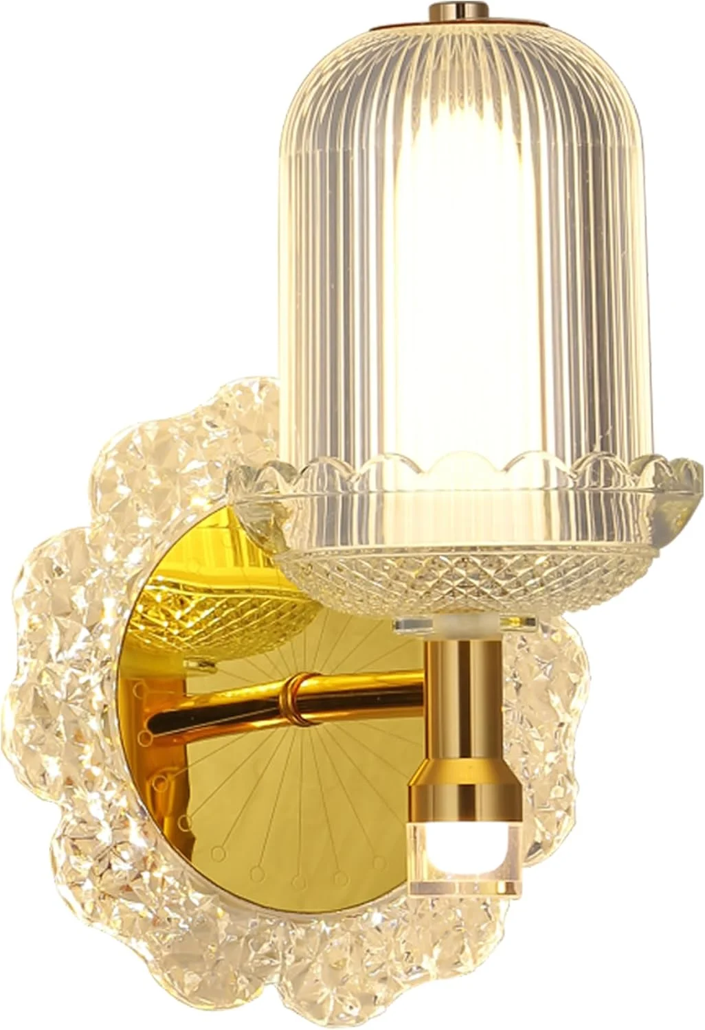 چراغ دیواری کروی مدرن V.MAX، طلایی، LED سفید گرم، پایه E27، چراغ دیواری داخلی برای اتاق خواب، اتاق نشیمن، راهرو، حمام، سازگار با LED E27 (V-WL24610RF-A)