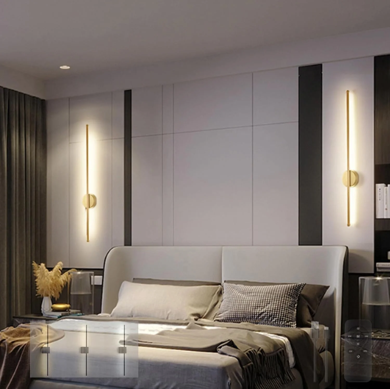 چراغ دیواری LED قابل شارژ TZSMUM با باتری USB، دارای کلید کنترل از راه دور، چراغ دیواری بلند، چرخش 350 درجه، مناسب اتاق نشیمن و اتاق خواب مدرن (گرد طلایی، 2 عدد) چراغ دیواری LED قابل شارژ TZSMUM با باتری USB، دارای کلید کنترل از راه دور، چراغ دیواری بلند، چرخش 350 درجه، مناسب اتاق نشیمن و اتاق خواب مدرن (گرد طلایی، 2 عدد)