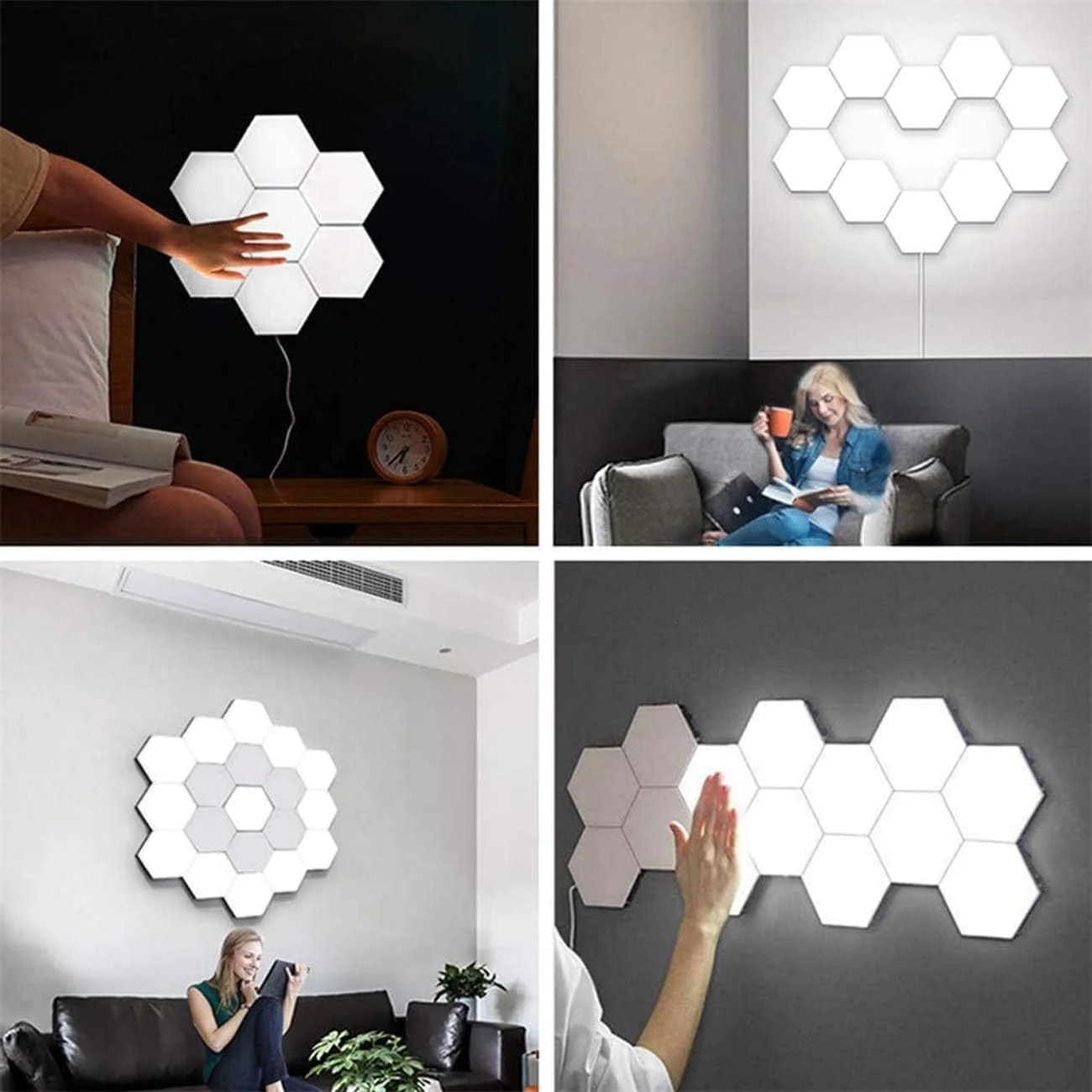 چراغ دیواری لمسی ماژولار شش ضلعی SYOSI، چراغ دیواری مدرن و هوشمند LED، چراغ خواب پنلی برای دکوراسیون داخلی (کیت استارتر 3 عددی، بدون پایه لامپ) چراغ دیواری لمسی ماژولار شش ضلعی SYOSI، چراغ دیواری مدرن و هوشمند LED، چراغ خواب پنلی برای دکوراسیون داخلی (کیت استارتر 3 عددی، بدون پایه لامپ)
