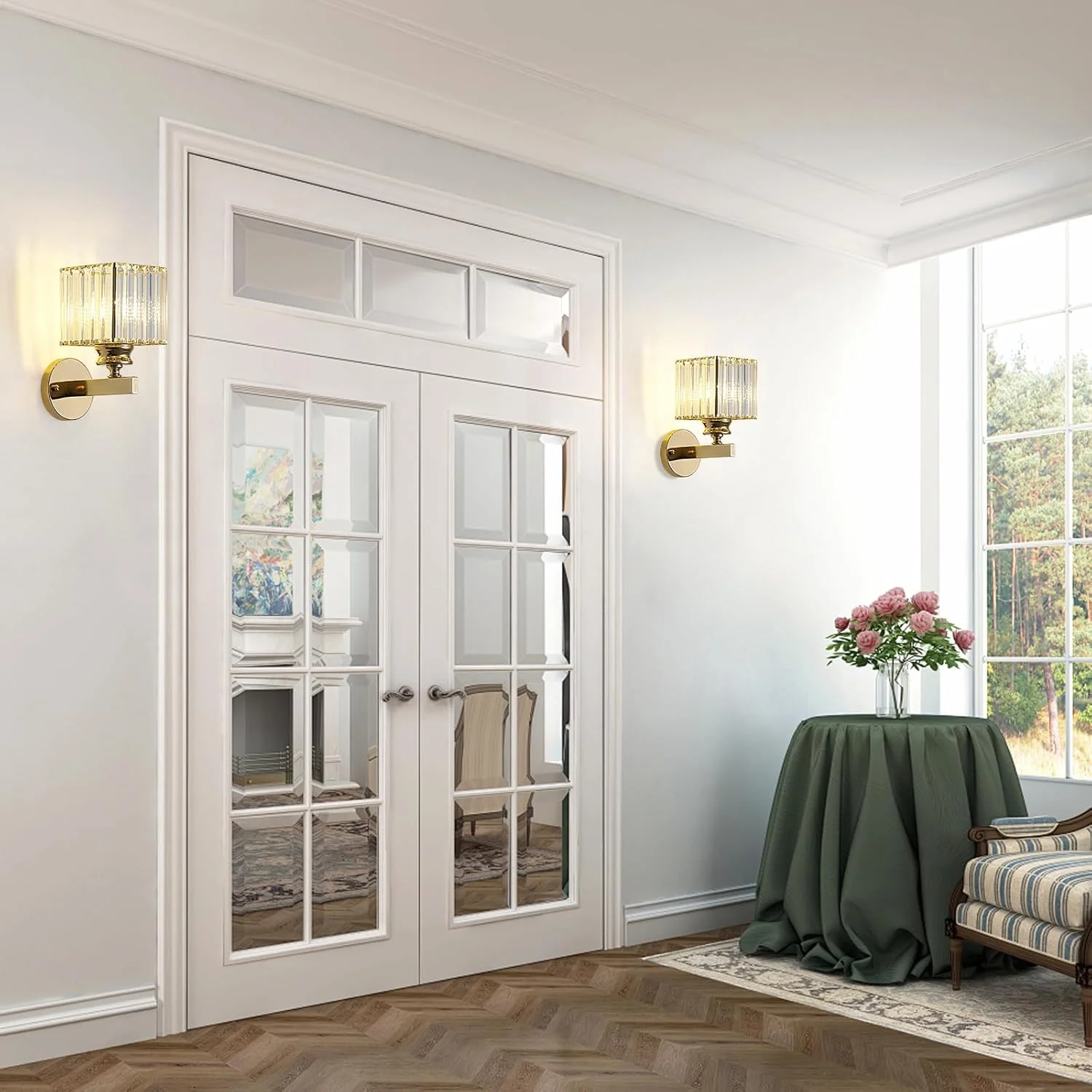 چراغ دیواری کریستالی مدرن، چراغ دیواری کریستالی طلایی E27، برای نورپردازی کنار تخت اتاق خواب، اتاق نشیمن، اتاق غذاخوری، راهرو چراغ دیواری کریستالی مدرن، چراغ دیواری کریستالی طلایی E27، برای نورپردازی کنار تخت اتاق خواب، اتاق نشیمن، اتاق غذاخوری، راهرو