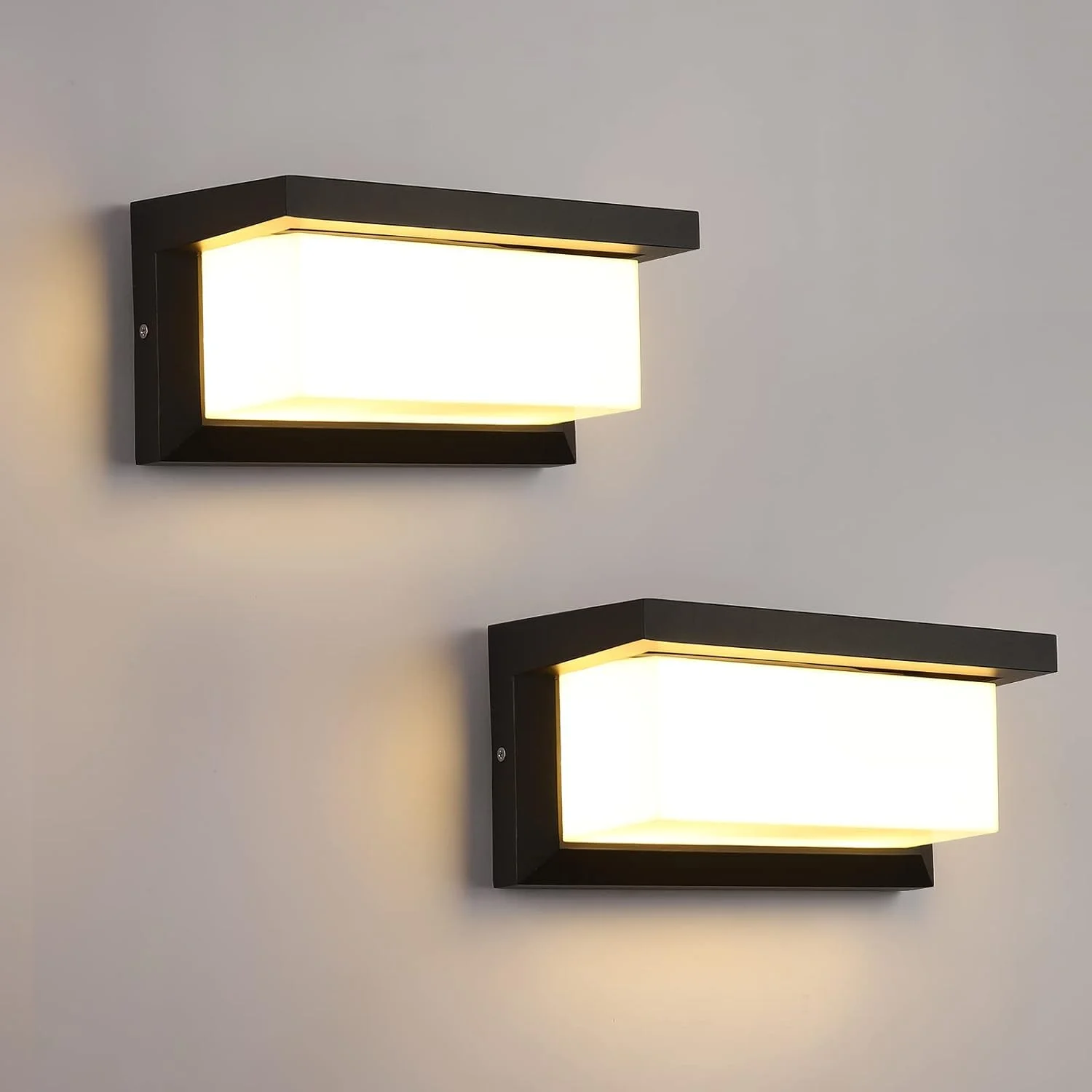 چراغهای دیواری بیرونی، بسته 2 عددی چراغ دیواری مشکی ضد آب با استاندارد IP65، نور سفید گرم 3000K، چراغهای نصب شده روی دیوار مناسب برای خانه، باغ، جلوی درب، حمام، گاراژ چراغهای دیواری بیرونی، بسته 2 عددی چراغ دیواری مشکی ضد آب با استاندارد IP65، نور سفید گرم 3000K، چراغهای نصب شده روی دیوار مناسب برای خانه، باغ، جلوی درب، حمام، گاراژ