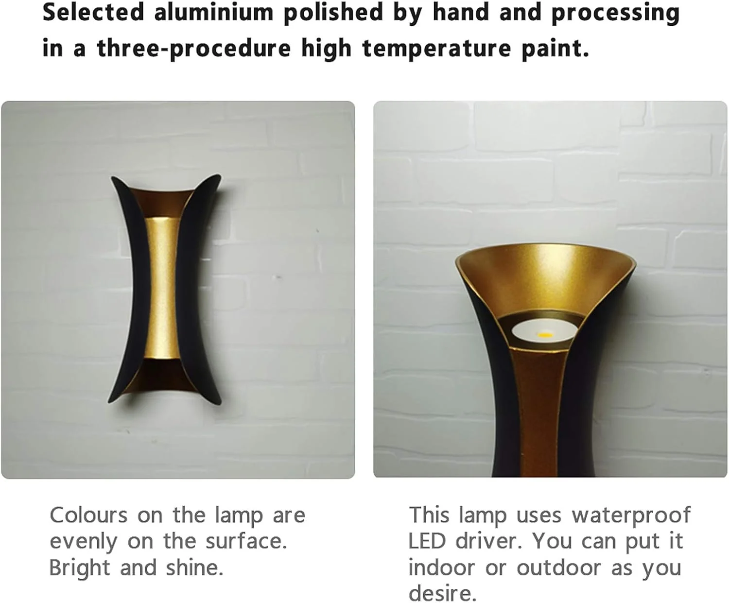 چراغ دیواری ال ای دی 10 وات آلومینیومی مشکی بالا پایین ضد آب مناسب فضای داخلی و خارجی برای اتاق نشیمن، اتاق خواب، دفتر کار، باغ و ایوان (سفید گرم، 3000K) چراغ دیواری ال ای دی 10 وات آلومینیومی مشکی بالا پایین ضد آب مناسب فضای داخلی و خارجی برای اتاق نشیمن، اتاق خواب، دفتر کار، باغ و ایوان (سفید گرم، 3000K)