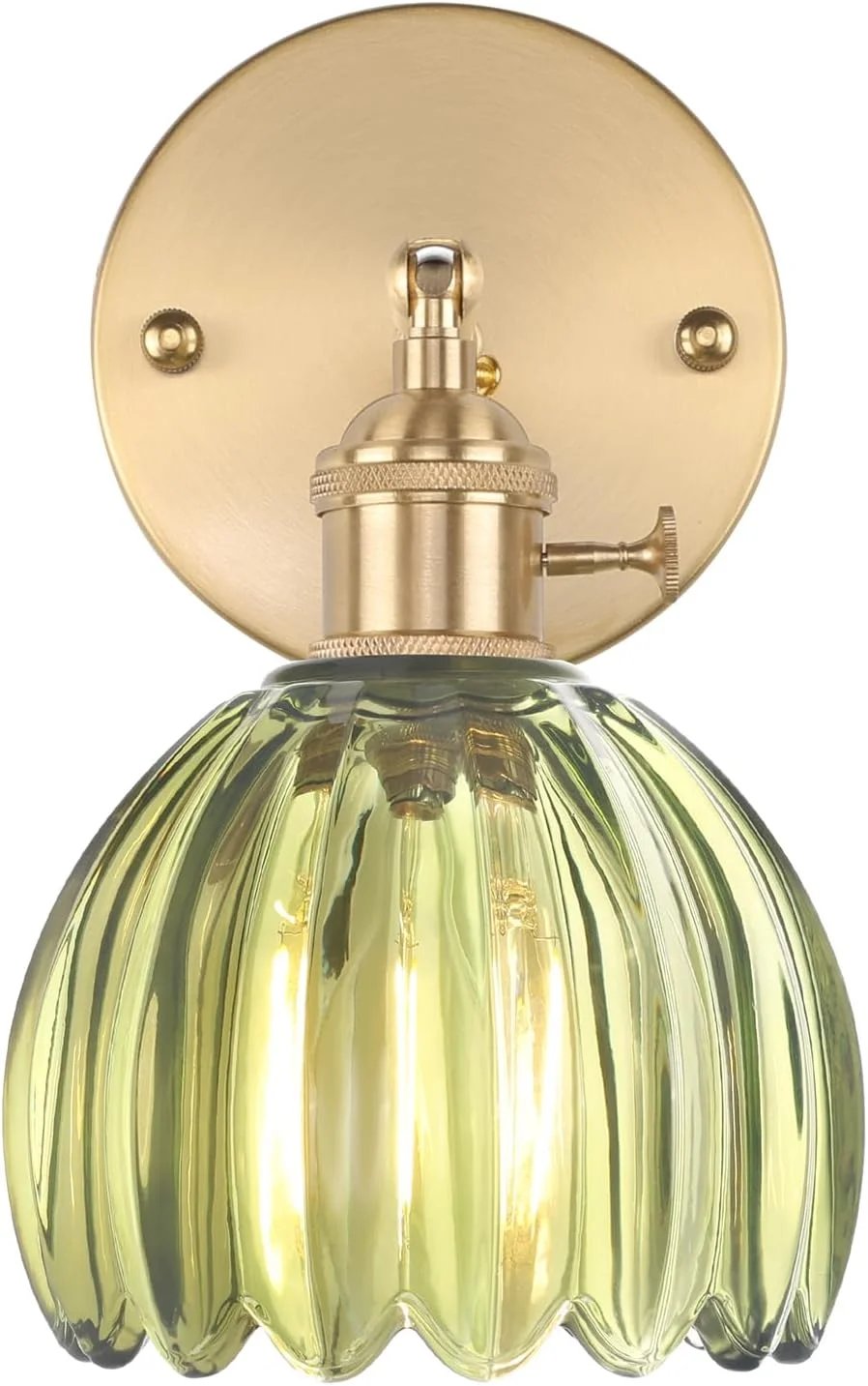 چراغ دیواری مدرن وینتیج با یک لامپ و شیشه لاله سبز، چراغ دیواری برنجی قابل تنظیم 180 درجه با کلید برای کنار تخت، اتاق خواب و ورودی چراغ دیواری مدرن وینتیج با یک لامپ و شیشه لاله سبز، چراغ دیواری برنجی قابل تنظیم 180 درجه با کلید برای کنار تخت، اتاق خواب و ورودی