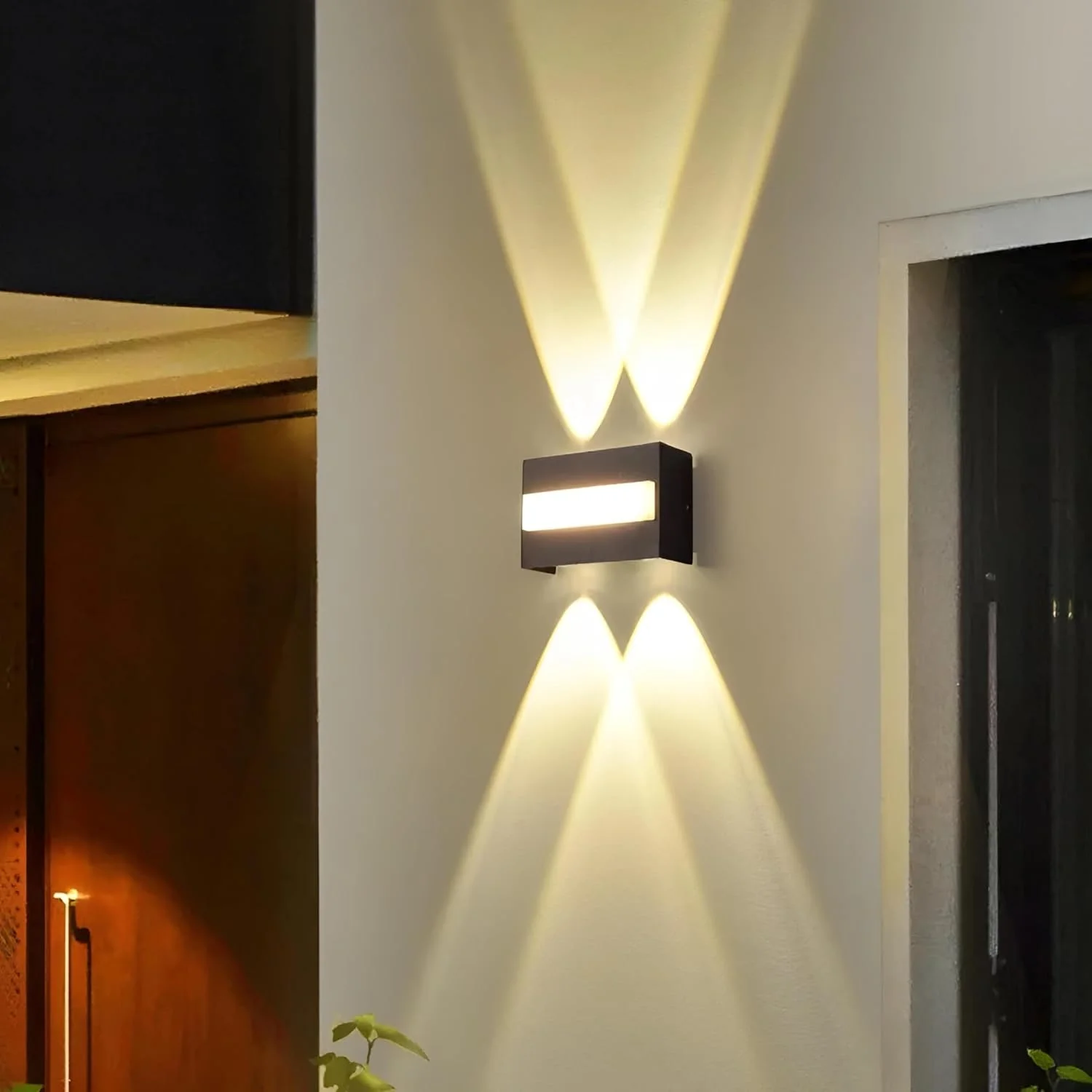 چراغ دیواری ال ای دی مدرن فضای باز NEXT LIFE 2024، نور سفید گرم 3000K، AC 85-265V، ضد آب IP65، چراغ دیواری آلومینیومی (بدنه مشکی) (4 ال ای دی)