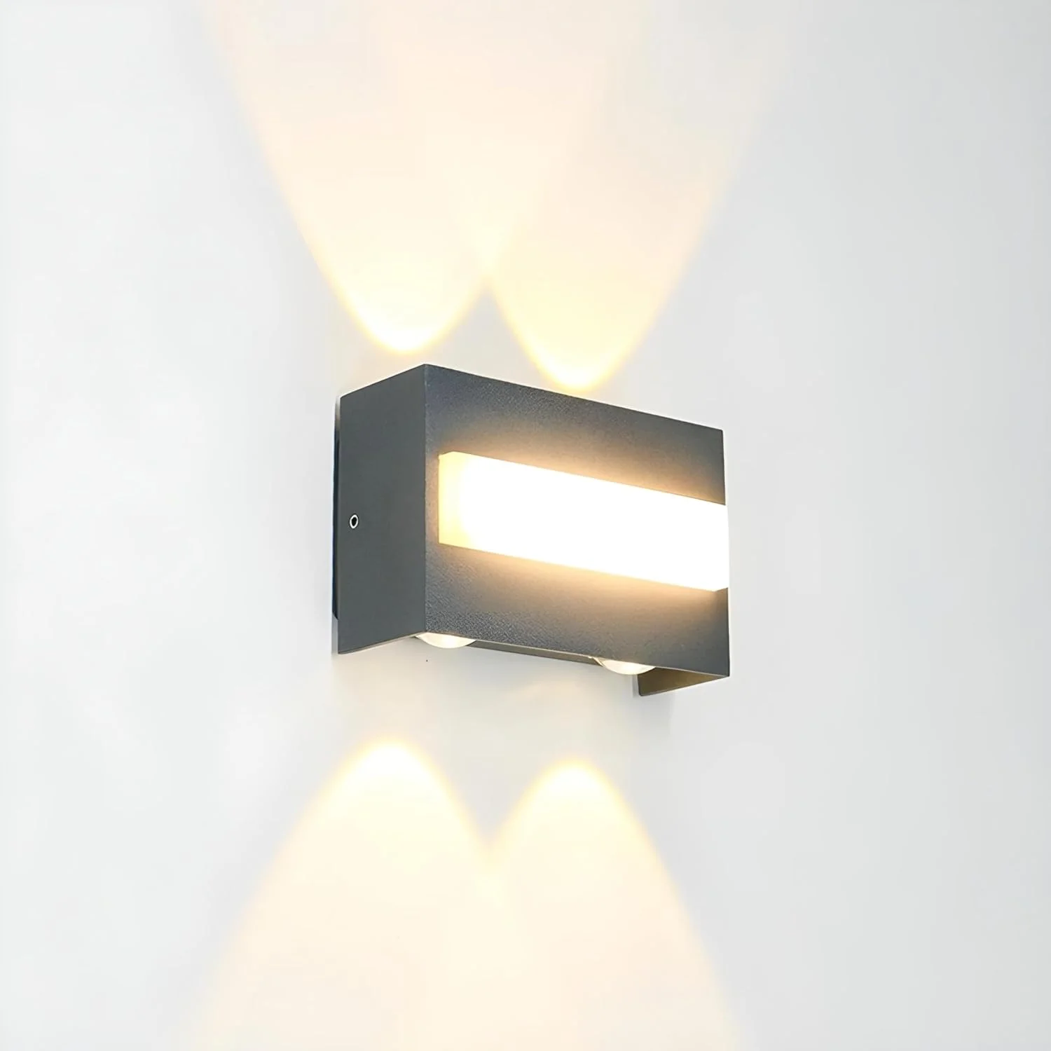 چراغ دیواری ال ای دی مدرن مناسب فضای باز با نور سفید گرم 3000K، AC 85-265V، ضد آب IP65، چراغ دیواری آلومینیومی (بدنه مشکی) (4 ال ای دی) چراغ دیواری ال ای دی مدرن مناسب فضای باز با نور سفید گرم 3000K، AC 85-265V، ضد آب IP65، چراغ دیواری آلومینیومی (بدنه مشکی) (4 ال ای دی)