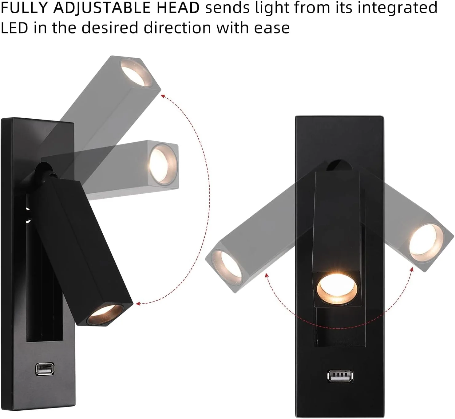 چراغ مطالعه دیواری NALACAL، چراغ مطالعه LED کنار تخت با USB و کلید، چراغ های مطالعه قابل تنظیم توکار بالای تخت، چراغ دیواری مطالعه سیم کشی شده برای اتاق خواب (مشکی) چراغ مطالعه دیواری NALACAL، چراغ مطالعه LED کنار تخت با USB و کلید، چراغ های مطالعه قابل تنظیم توکار بالای تخت، چراغ دیواری مطالعه سیم کشی شده برای اتاق خواب (مشکی)
