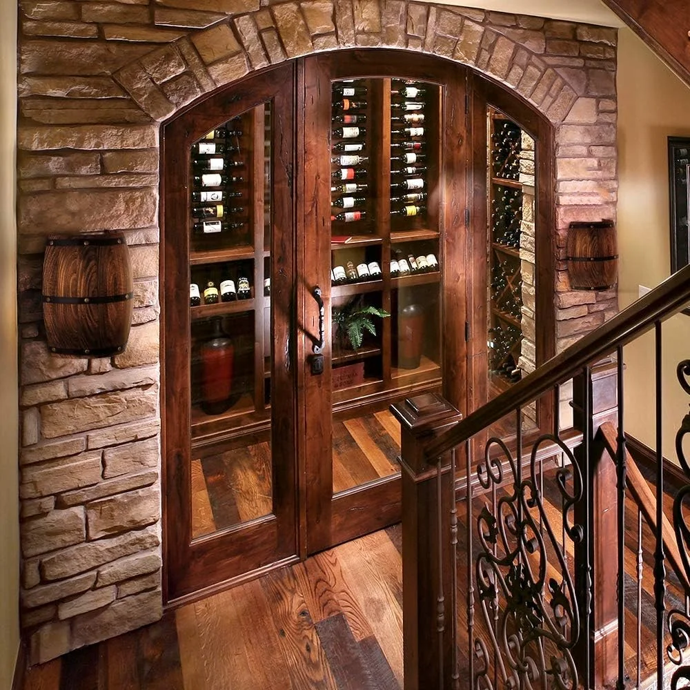 چراغ دیواری بشکه چوبی آنتیک Newrays با 2 خروجی، چراغ های دیواری داخلی بالا و پایین برای قسمت بار با تم استیم پانک