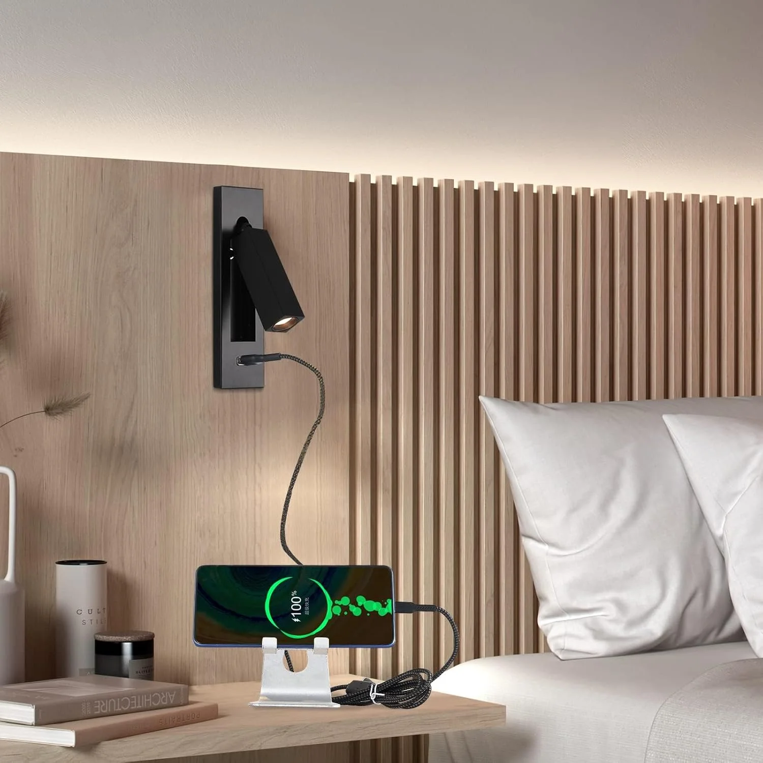 چراغ مطالعه دیواری NALACAL، چراغ مطالعه LED کنار تخت با USB و کلید، چراغ های مطالعه قابل تنظیم توکار بالای تخت، چراغ دیواری مطالعه سیم کشی شده برای اتاق خواب (مشکی) چراغ مطالعه دیواری NALACAL، چراغ مطالعه LED کنار تخت با USB و کلید، چراغ های مطالعه قابل تنظیم توکار بالای تخت، چراغ دیواری مطالعه سیم کشی شده برای اتاق خواب (مشکی)