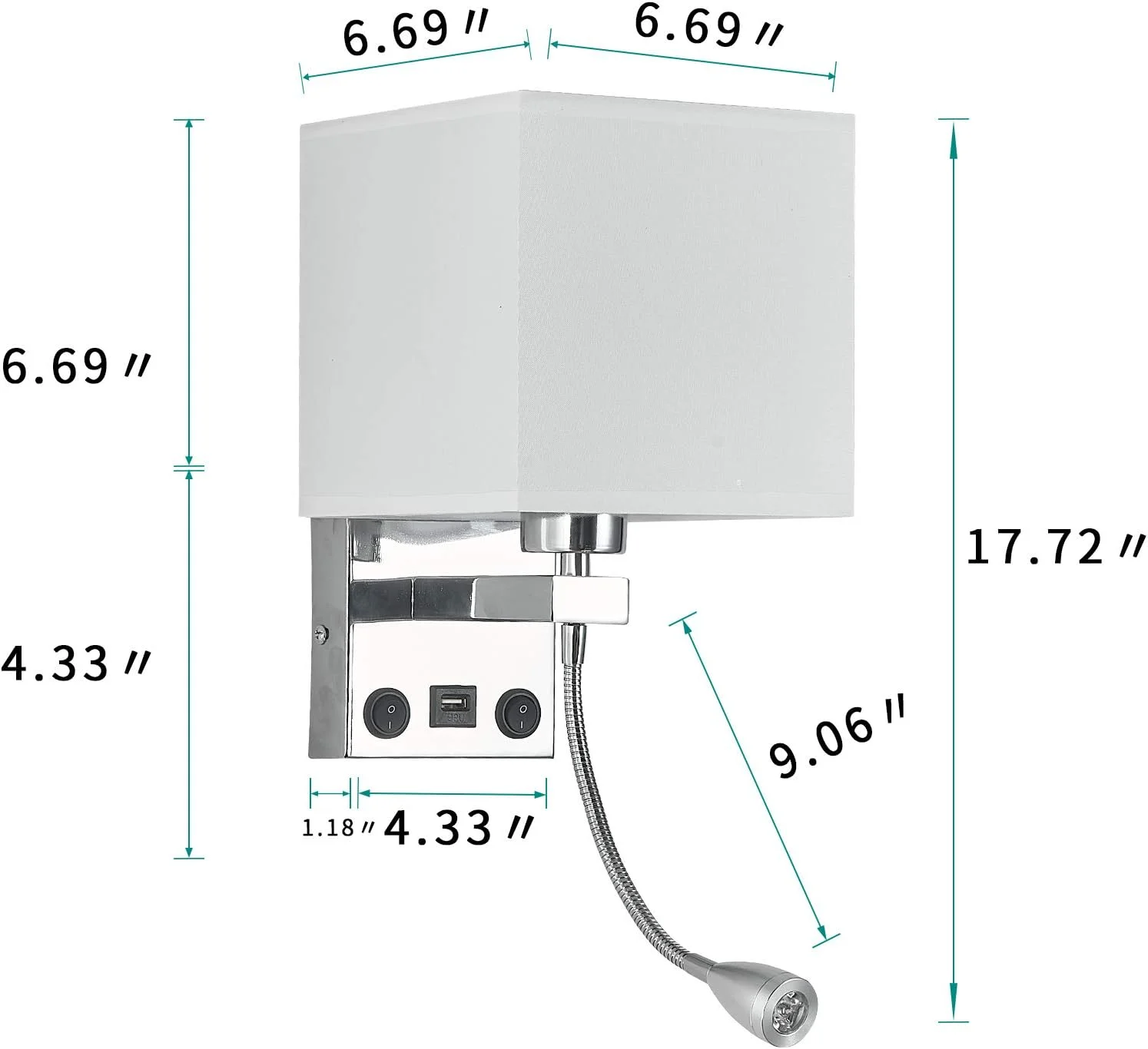 چراغ دیواری مدرن با پورت USB و چراغ مطالعه، چراغ دیواری کنار تخت برای هتل، اتاق نشیمن، دفتر (نقره ای) چراغ دیواری مدرن با پورت USB و چراغ مطالعه، چراغ دیواری کنار تخت برای هتل، اتاق نشیمن، دفتر (نقره ای)