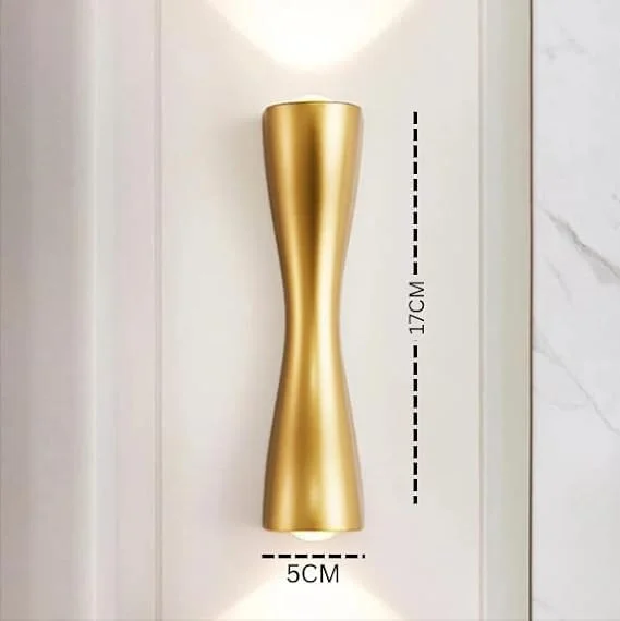 چراغ دیواری ال ای دی، چراغ دیواری باریک طلایی رو به بالا و پایین، چراغ دیواری ال ای دی، چراغ های دیواری ال ای دی داخلی، چراغ دیواری سفید، چراغ ال ای دی 2 طرفه (سفید گرم)