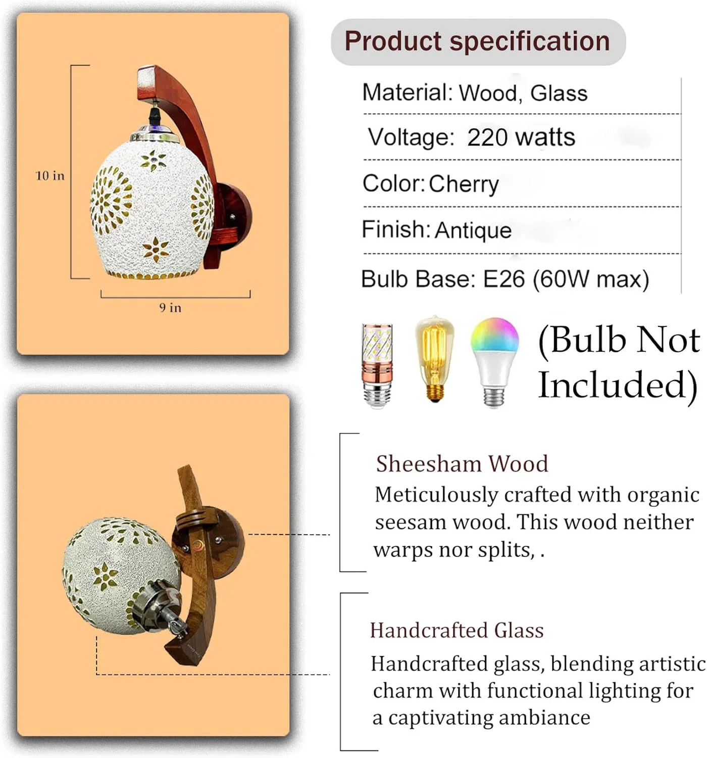 چراغ دیواری کلاسیک چوبی Lyse Decor، مناسب برای دکوراسیون منزل (WL 1) چراغ دیواری کلاسیک چوبی Lyse Decor، مناسب برای دکوراسیون منزل (WL 1)