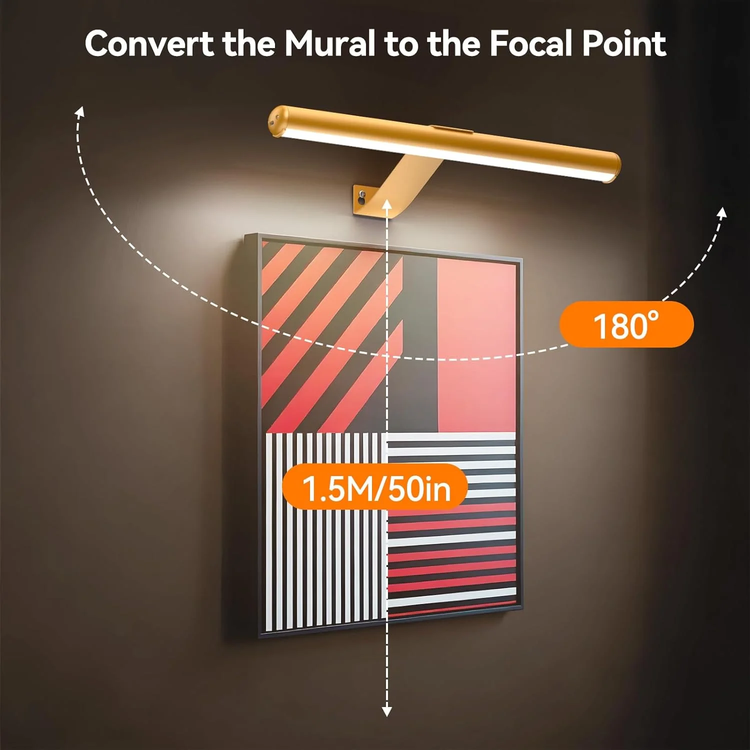 چراغ دیواری باتری خور KUAEAY با کنترل از راه دور، چراغ عکس شارژی 4000 میلی آمپر ساعتی برای دیوار مغناطیسی بی سیم، 3 رنگ قابل تنظیم روشنایی و تایمر، چراغ برای راهرو اتاق خواب (طلایی)