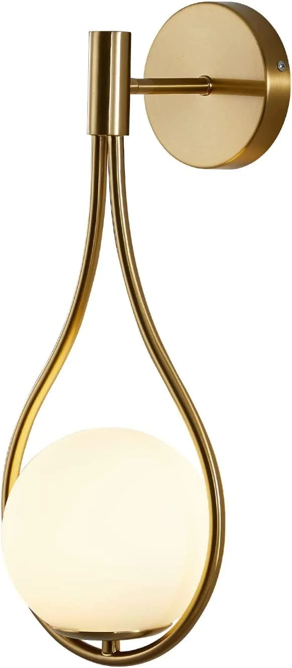 چراغ دیواری طلایی مدرن میان قرن HUA QIANG WANG، چراغ دیواری برنجی برس خورده برای روشنایی روشویی حمام، چراغ دیواری کروی شیشه ای سفید مات، چراغ دیواری صنعتی برای اتاق نشیمن، اتاق خواب، کنار تخت چراغ دیواری طلایی مدرن میان قرن HUA QIANG WANG، چراغ دیواری برنجی برس خورده برای روشنایی روشویی حمام، چراغ دیواری کروی شیشه ای سفید مات، چراغ دیواری صنعتی برای اتاق نشیمن، اتاق خواب، کنار تخت