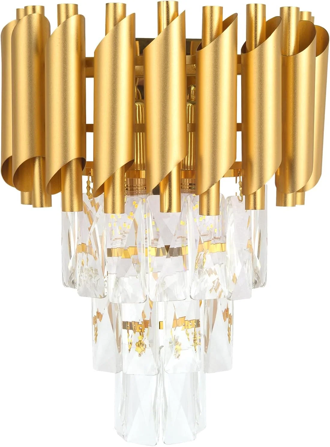 چراغ دیواری کریستالی مدرن HUA QIANG WANG، چراغ دیواری کریستالی سه طبقه E14، چراغ دیواری LED طلایی داخلی، دکوراسیون روشنایی داخلی برای اتاق نشیمن، اتاق خواب، اتاق غذاخوری، راهرو