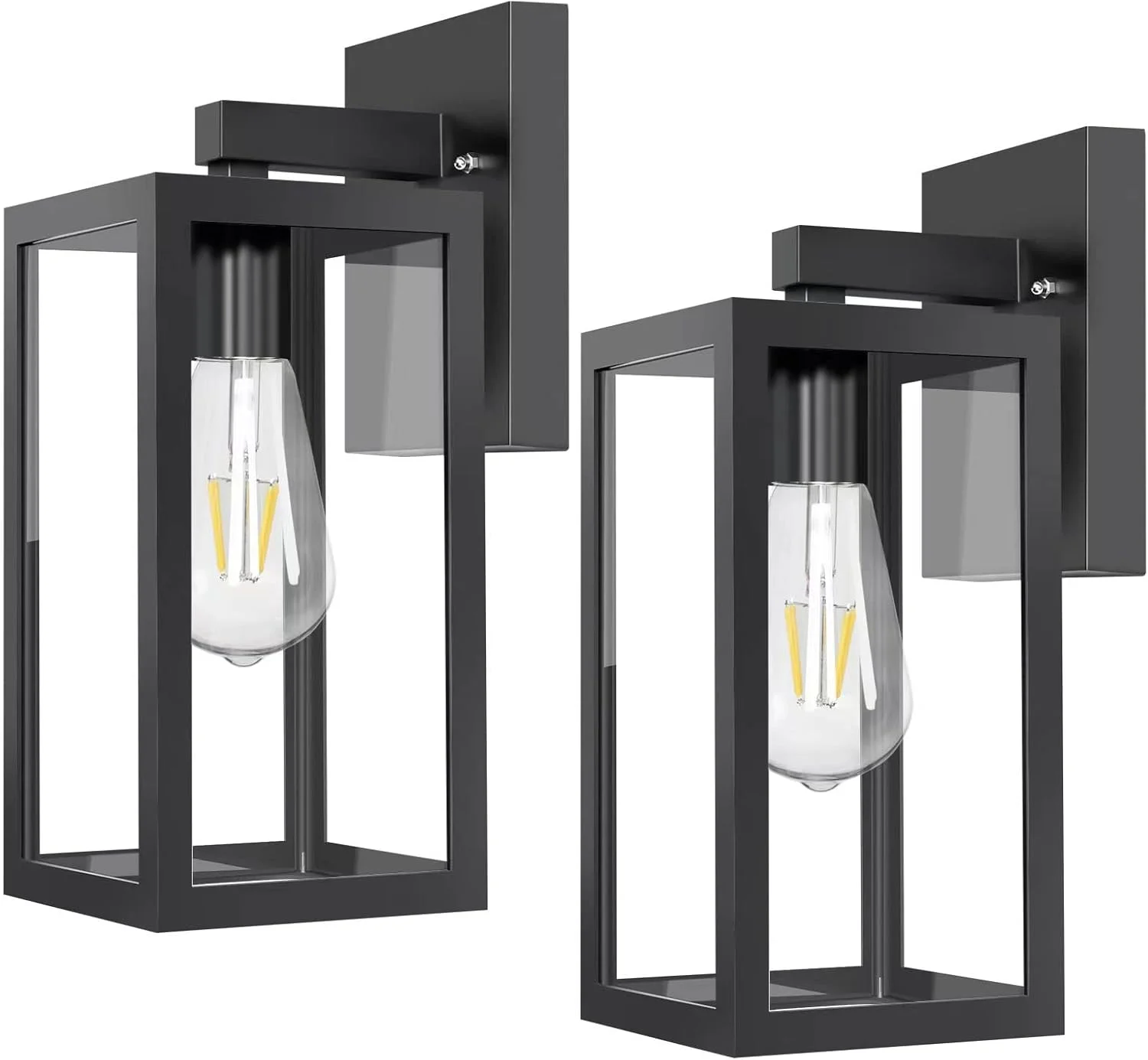 چراغ دیواری بیرونی HUADEEC، چراغ دیواری ضد آب با سرپیچ پایه E26، روکش مشکی مات ضد زنگ و حباب شیشه ای شفاف مناسب ایوان، بسته 2 عددی چراغ دیواری بیرونی HUADEEC، چراغ دیواری ضد آب با سرپیچ پایه E26، روکش مشکی مات ضد زنگ و حباب شیشه ای شفاف مناسب ایوان، بسته 2 عددی