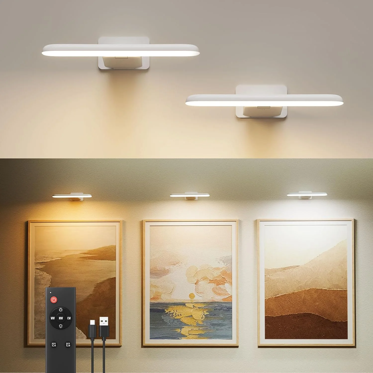 چراغ روشنایی عکس بی سیم FULEN، چراغ دیواری باتری خور، چراغ های هنری داخلی برای نقاشی، پرتره عکس، نورپردازی دارت، لامپ دیواری LED با 3 دمای رنگ، کنترل از راه دور با تایمر، سفید، بسته چراغ روشنایی عکس بی سیم FULEN، چراغ دیواری باتری خور، چراغ های هنری داخلی برای نقاشی، پرتره عکس، نورپردازی دارت، لامپ دیواری LED با 3 دمای رنگ، کنترل از راه دور با تایمر، سفید، بسته