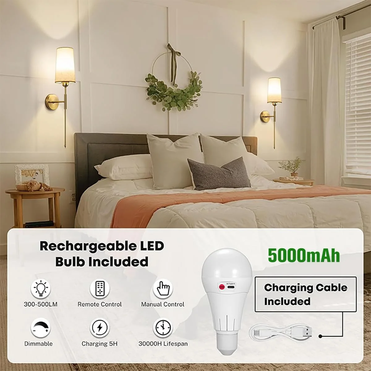 ست 2 عددی شمعدان دیواری با باتری، چراغ دیواری بی سیم با لامپ های RGB قابل تنظیم 5000 میلی آمپر ساعتی، چراغ مطالعه، چراغ های دیواری خلاقانه اتاق خواب داخلی برای اتاق نشیمن، بار، هتل (طلایی)