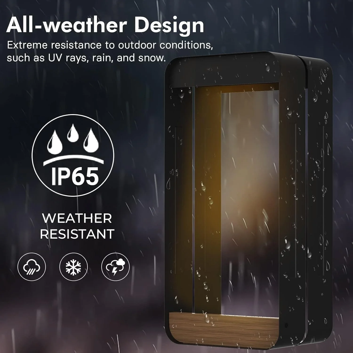 چراغ دیواری خورشیدی گلدانی Grand patio، چراغ LED ضد آب با طرح چوب برای پاسیو، ایوان، انرژی خورشیدی، مشکی (مستطیل کوچک)