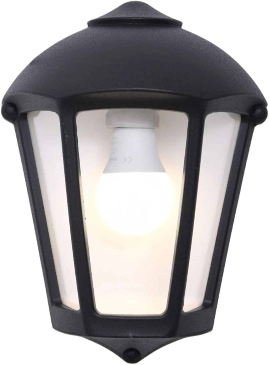 چراغ دیواری فضای باز فوماگالی FABIO M21.000، چراغ نیمه فانوسی LED تا 12 وات، چراغ دیواری ضد آب IP55 برای نورپردازی عرشه، حصار، بالکن، تراس، باغ با سرپیچ لامپ E27 (مشکی)