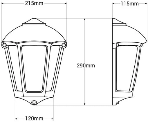 چراغ دیواری فضای باز فوماگالی FABIO M21.000، چراغ نیمه فانوسی LED تا 12 وات، چراغ دیواری ضد آب IP55 برای نورپردازی عرشه، حصار، بالکن، تراس، باغ با سرپیچ لامپ E27 (مشکی)