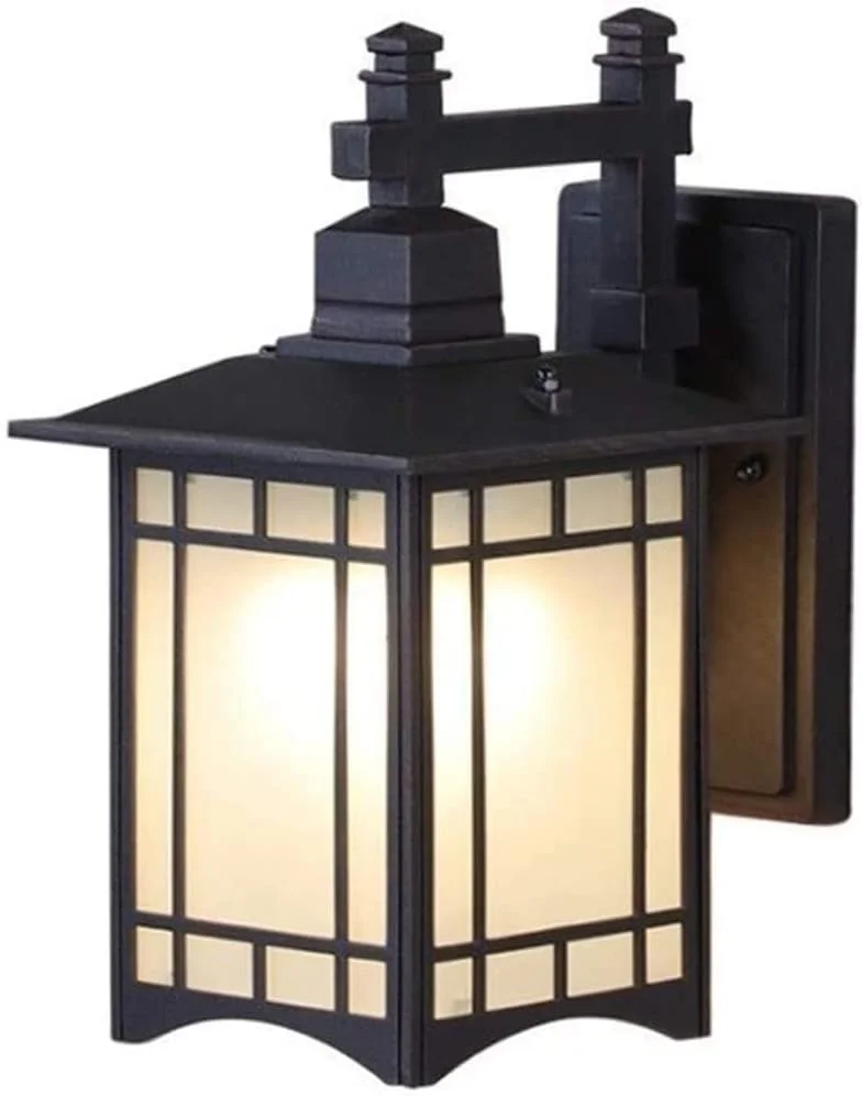 چراغ دیواری بیرونی ضد آب، چراغ ایوان، جعبه فلزی مربعی 33 سانتی‌متری، چراغ دیواری مشکی بیرونی، فانوس شیشه‌ای مات به سبک ژاپنی، راه پله، راهرو، بالکن، چراغ دیواری باغ